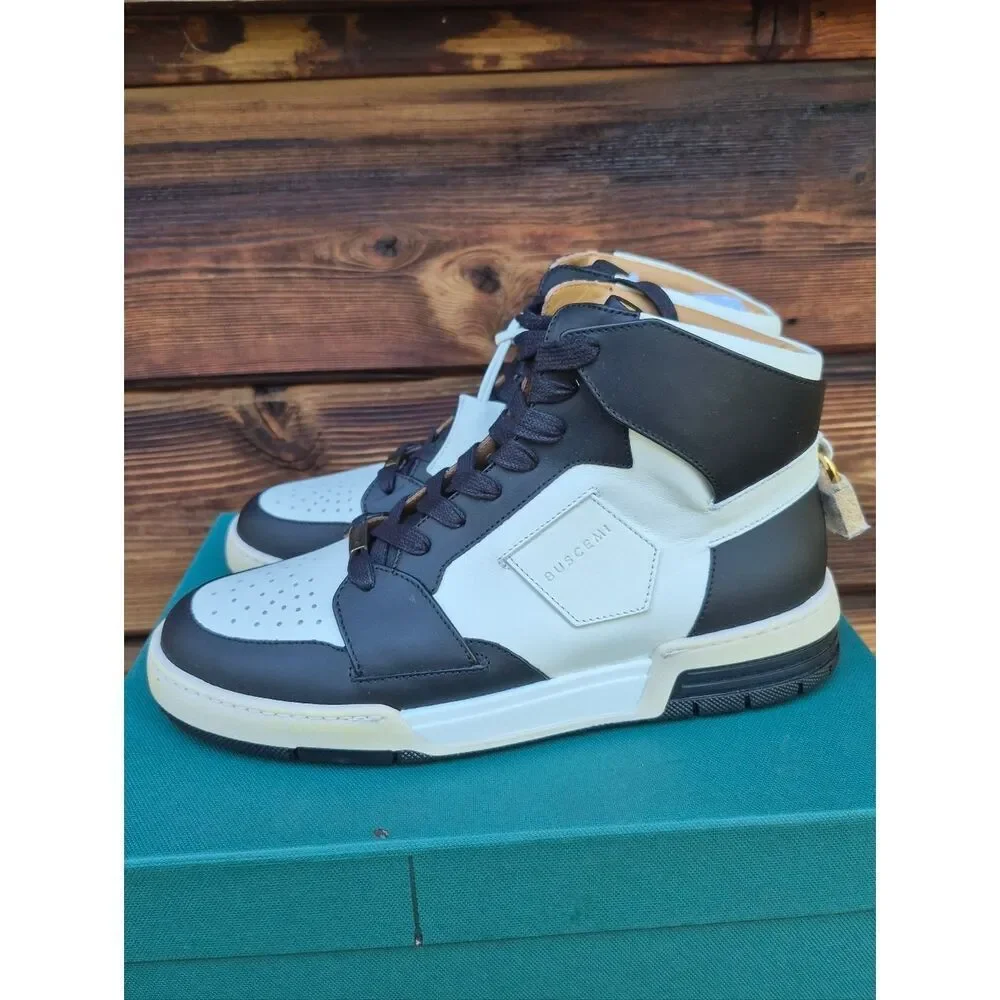 Buscemi High-Top Lace-Up Sneakers Black White Size 8